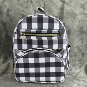 Under One Sky Gingham Mini Backpack Cat Ears Black White Check Faux Leather